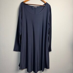 Azalea by Firmiana Navy Blue Long SL Tunic Dress Plus Size 2X Polyester Spandex